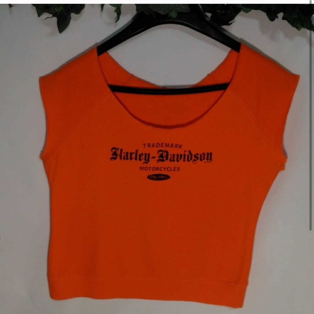 off the shoulder Harley Davidson cropped shirt